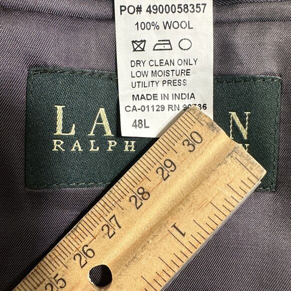 RALPH LAUREN Mens Blazer 48L Wool Sport Coat Two Button Casual Jacket Gray - Picture 12 of 13